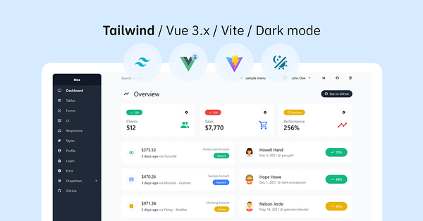 Admin One - Vue.js 3 Tailwind free