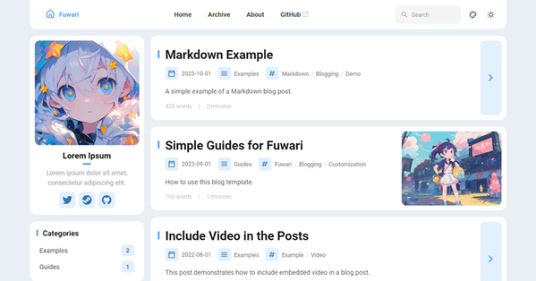 Fuwari - Static Blog Template
