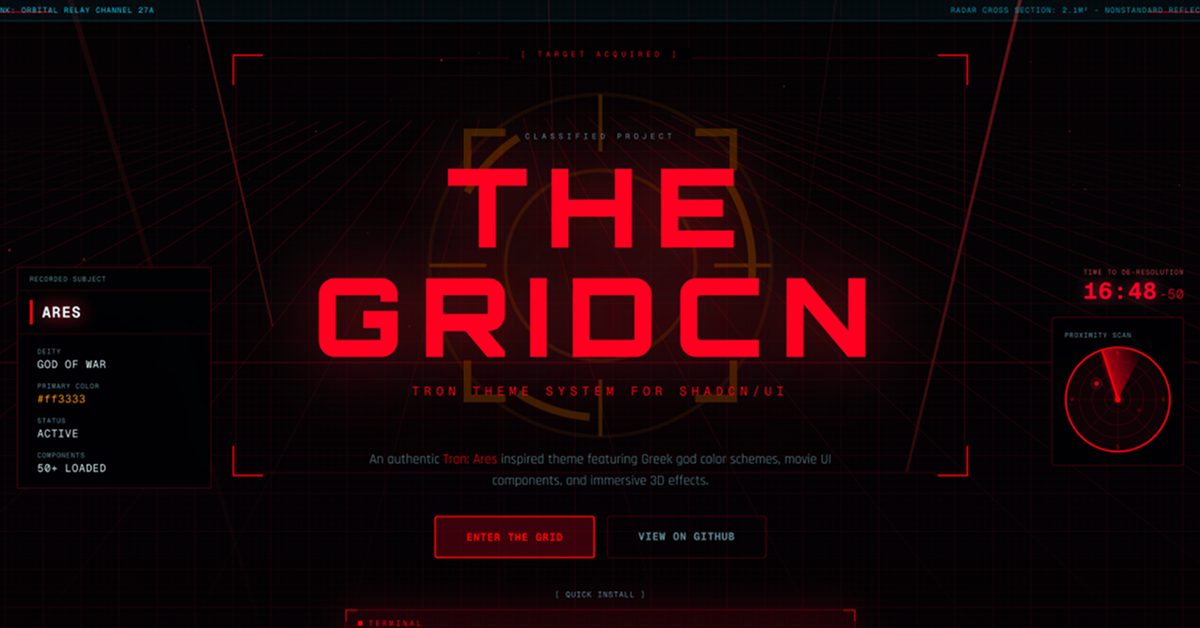 The Gridcn: Tron-Inspired shadcn/ui Theme