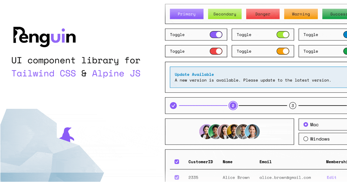 Penguin UI - Tailwind & Alpine.js Library